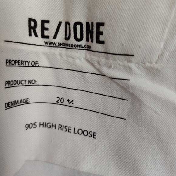 Ladies SZ 28 Re/Done White 90's High Rise Loose Jean - Picture 6 of 6